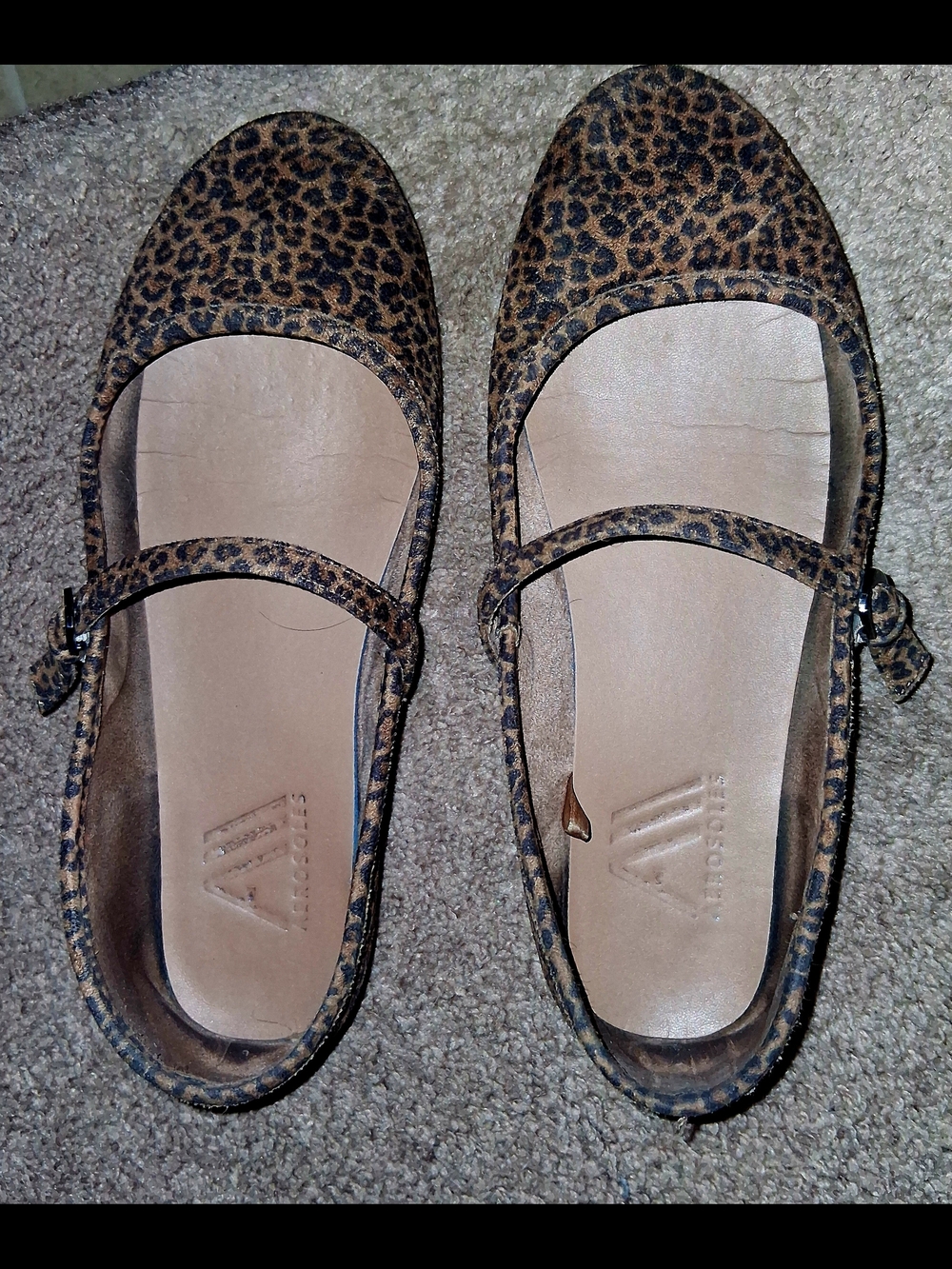 Women's Sz 8 NWOT Leopard Print Mary Jane Flats in Brown and Black
